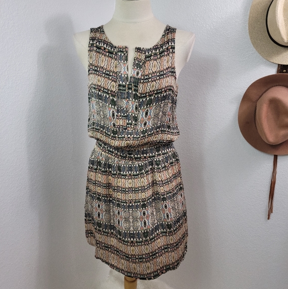 GYPSY 05 SILK SLEEVELESS TRIBAL PATTERN DRESSS - Picture 6 of 16